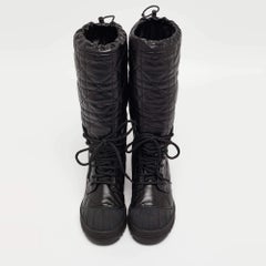 Dior Black Cannage Leather Dioriron Combat Boots Size 37
