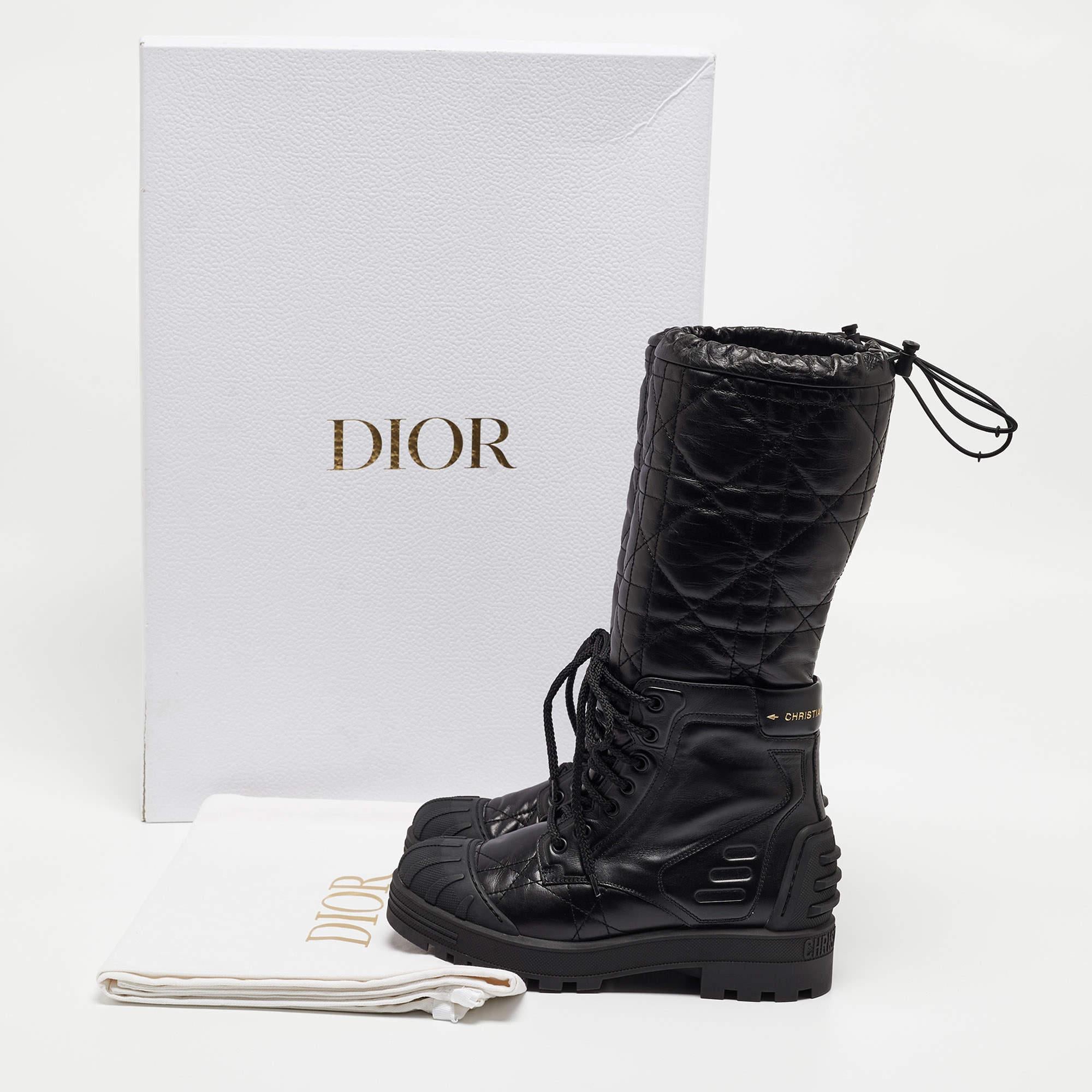 Dior Black Cannage Leather Dioriron Combat Boots Size 37 5