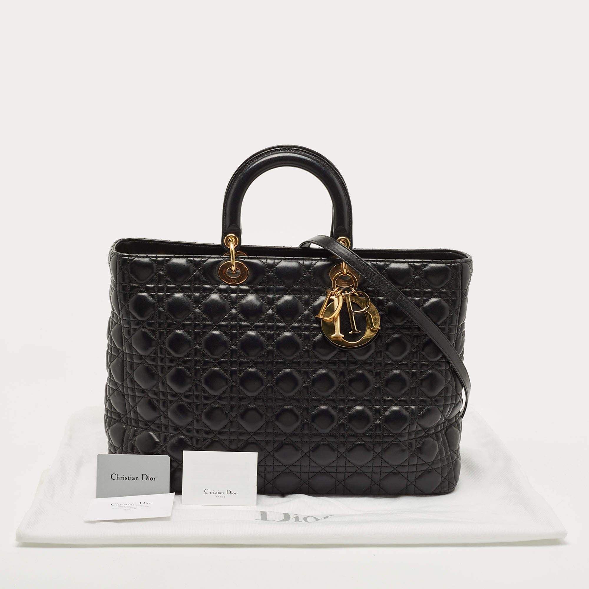 Dior Black Cannage Leather Extra Large Lady Dior Tote 3
