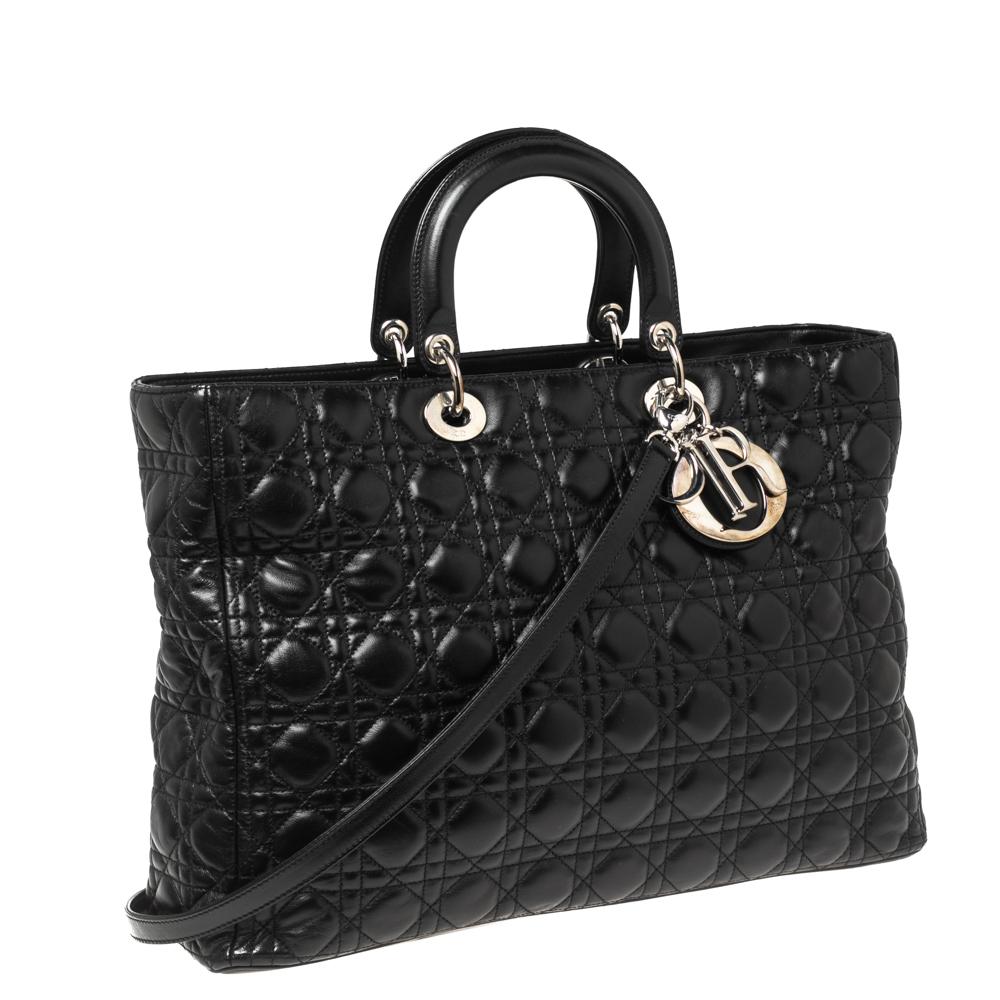 Dior Black Cannage Leather Extra Large Lady Dior Tote 1