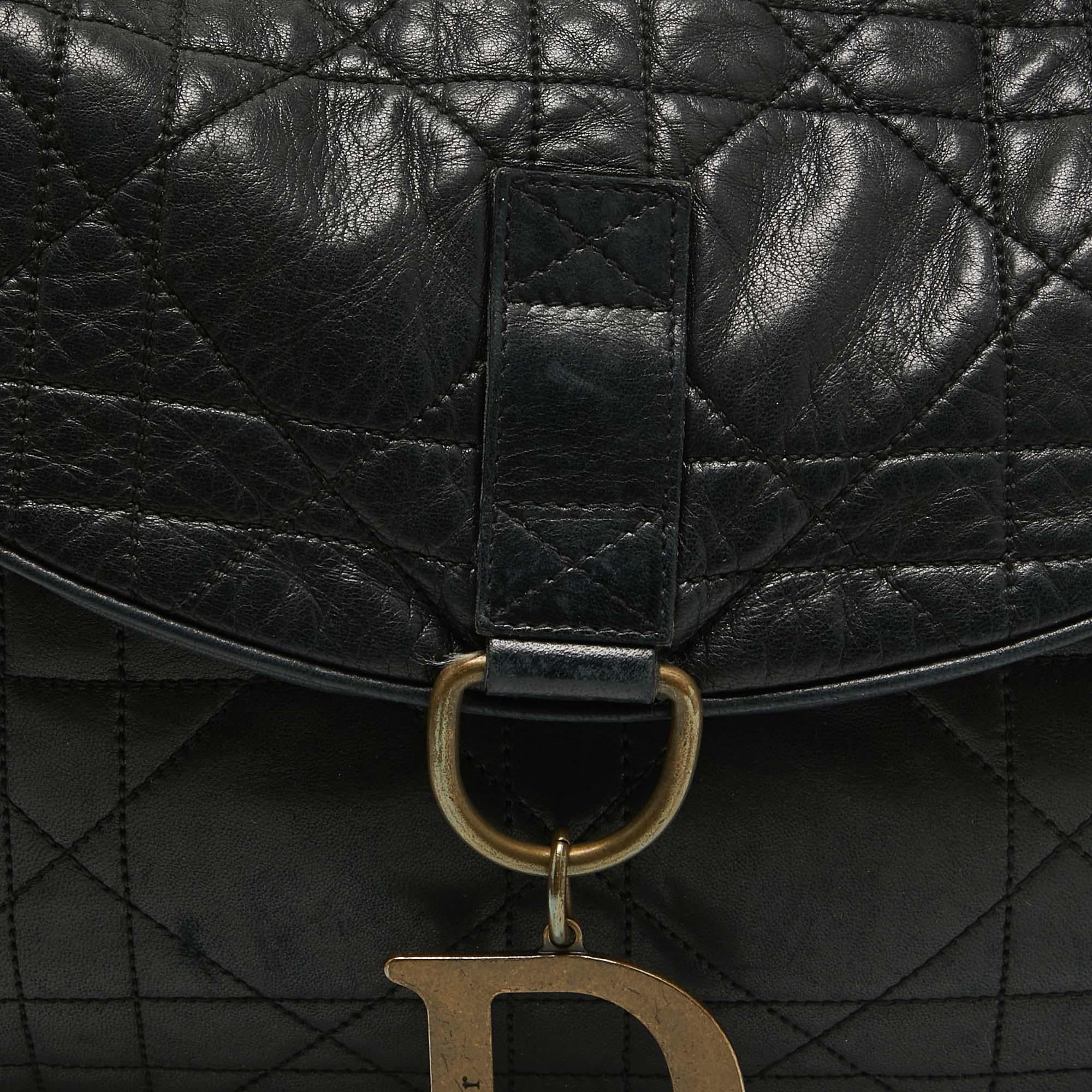 Dior Black Cannage Leather Flap Shoulder Bag 10