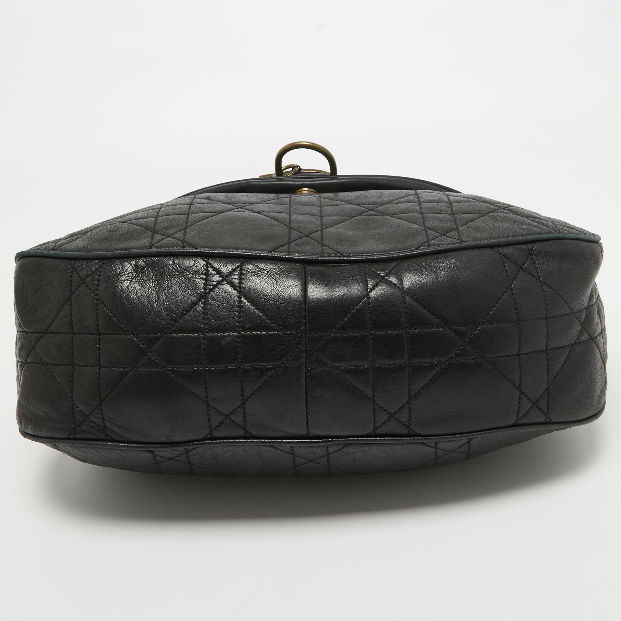 Dior Black Cannage Leather Flap Shoulder Bag 14