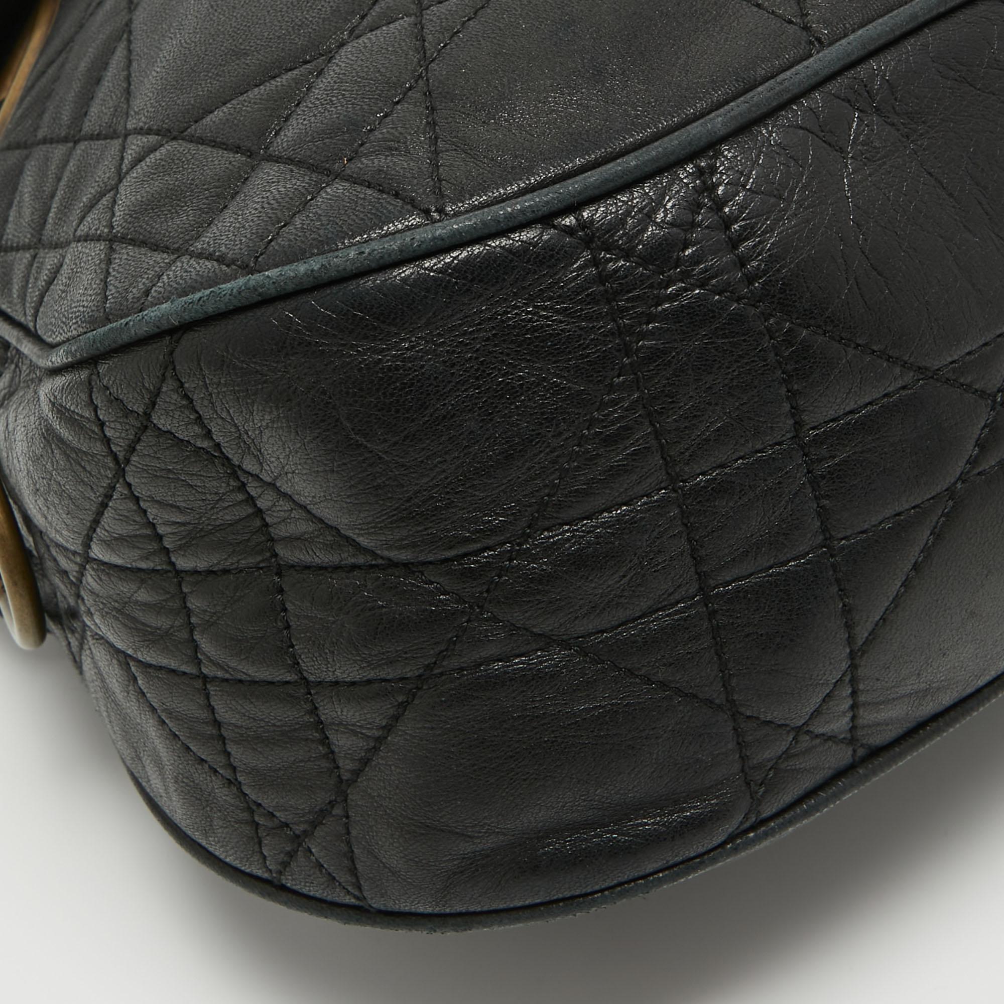 Dior Black Cannage Leather Flap Shoulder Bag 1
