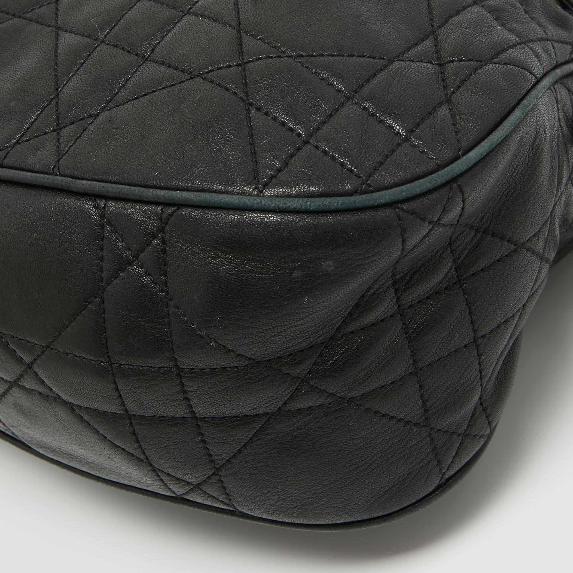 Dior Black Cannage Leather Flap Shoulder Bag 2