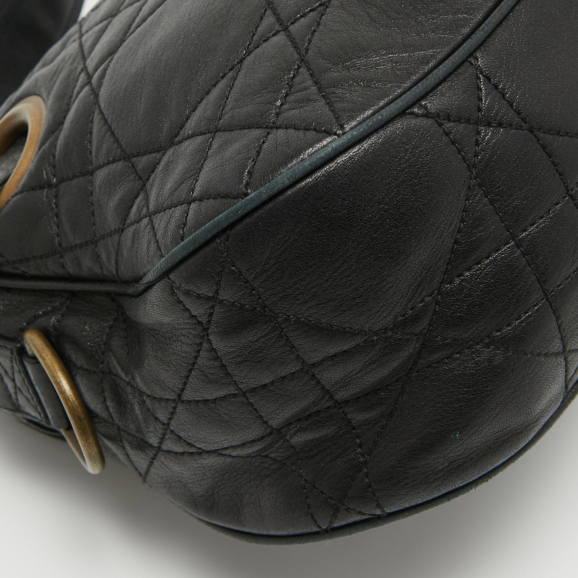 Dior Black Cannage Leather Flap Shoulder Bag 3