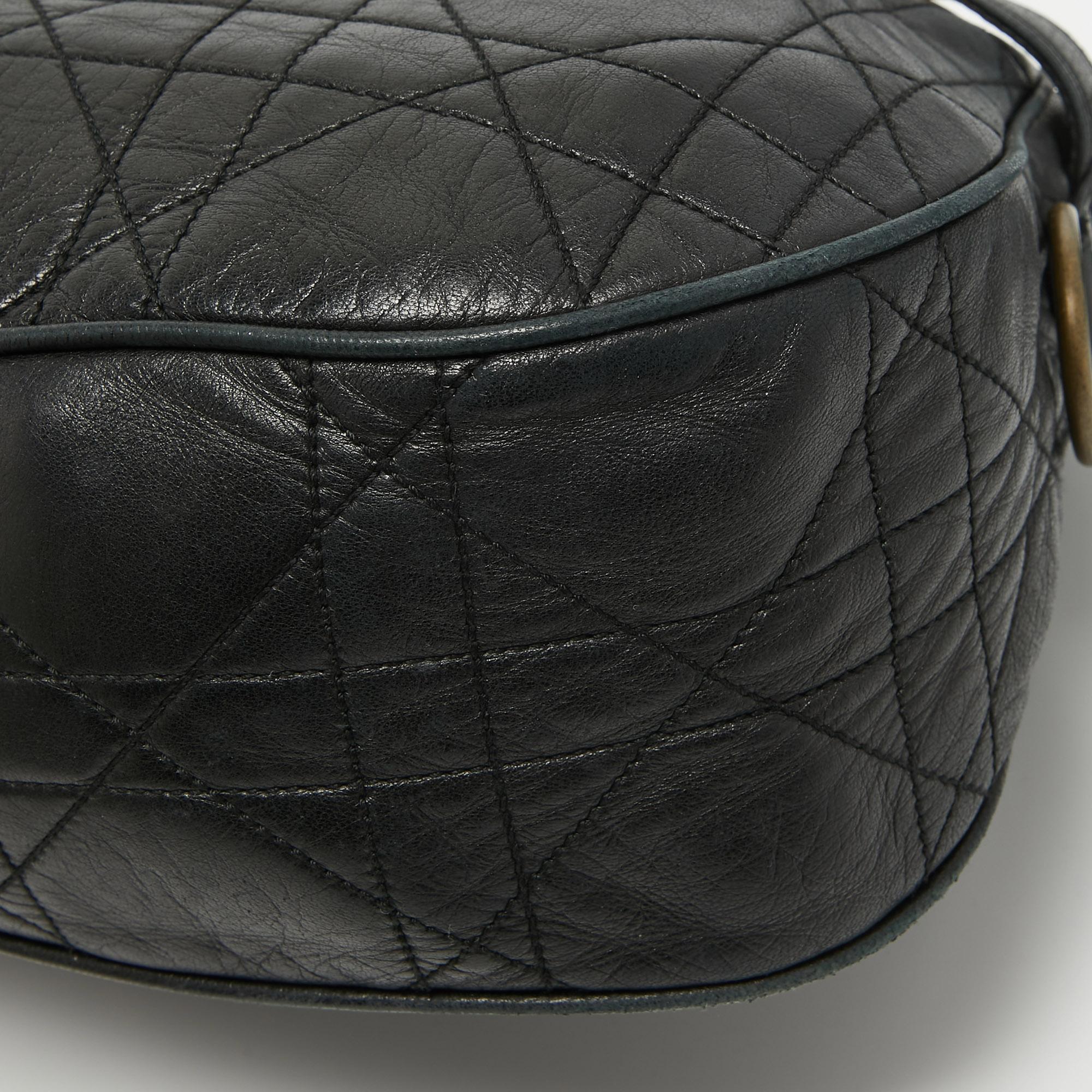 Dior Black Cannage Leather Flap Shoulder Bag 4