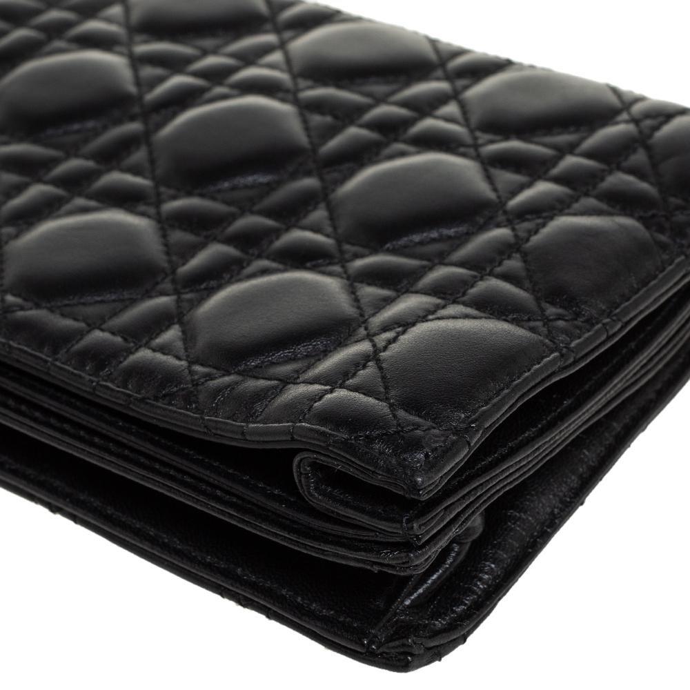 Dior Black Cannage Leather Foldover Clutch 6