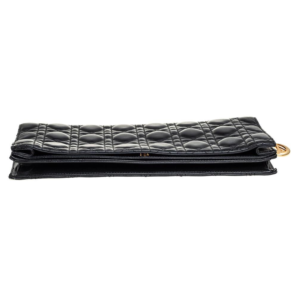 Dior Black Cannage Leather Foldover Clutch 3