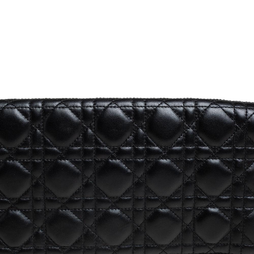 Dior Black Cannage Leather Foldover Clutch 4
