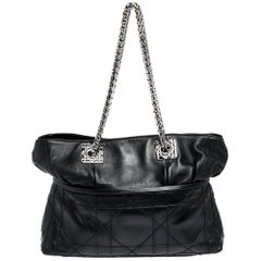 Dior Black Cannage Leather Granville Chain Link Tote