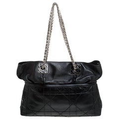 Dior Black Cannage Leather Granville Chain Link Tote