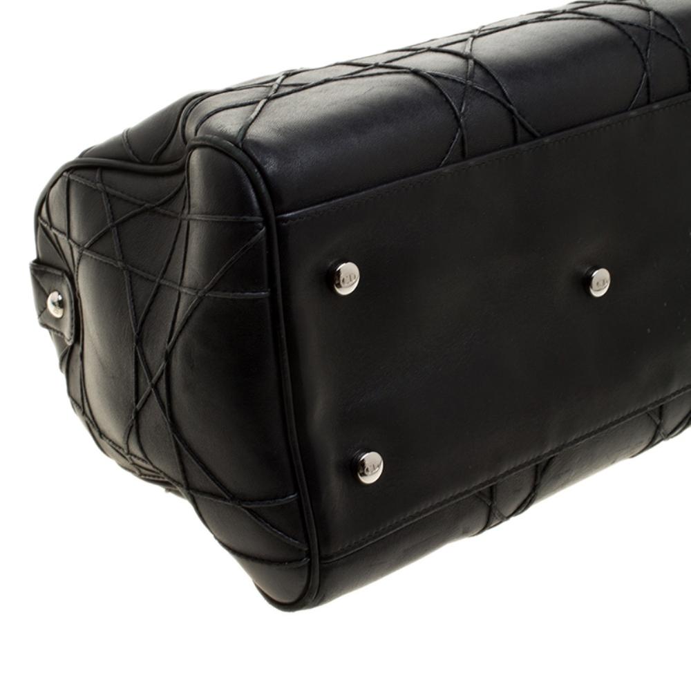 Dior Black Cannage Leather Granville Polochon Satchel 6