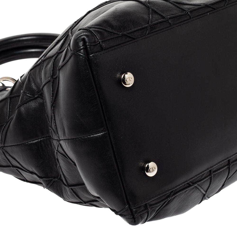 Dior Black Cannage Leather Granville Polochon Satchel 6