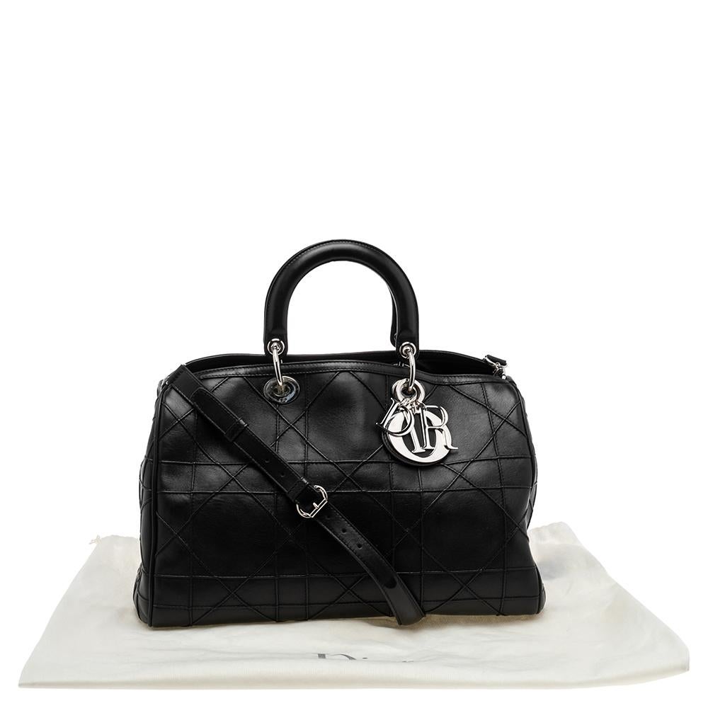 Dior Black Cannage Leather Granville Polochon Satchel 4