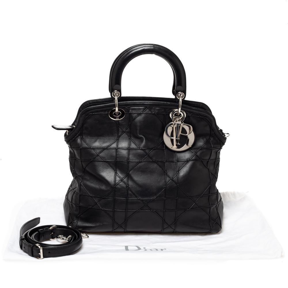 Dior Black Cannage Leather Granville Polochon Satchel 8