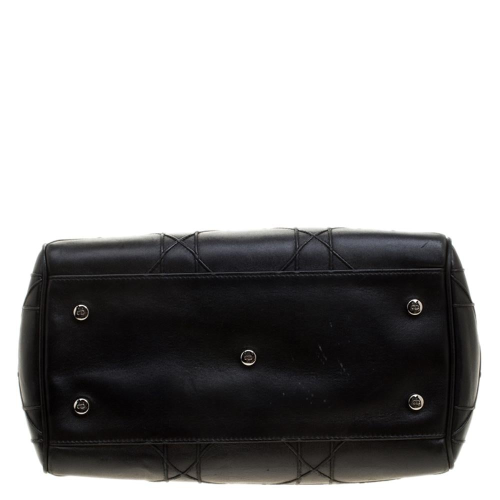 Dior Black Cannage Leather Granville Polochon Satchel 1