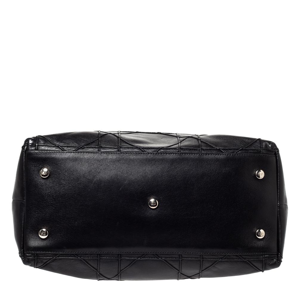 Dior Black Cannage Leather Granville Polochon Satchel 1