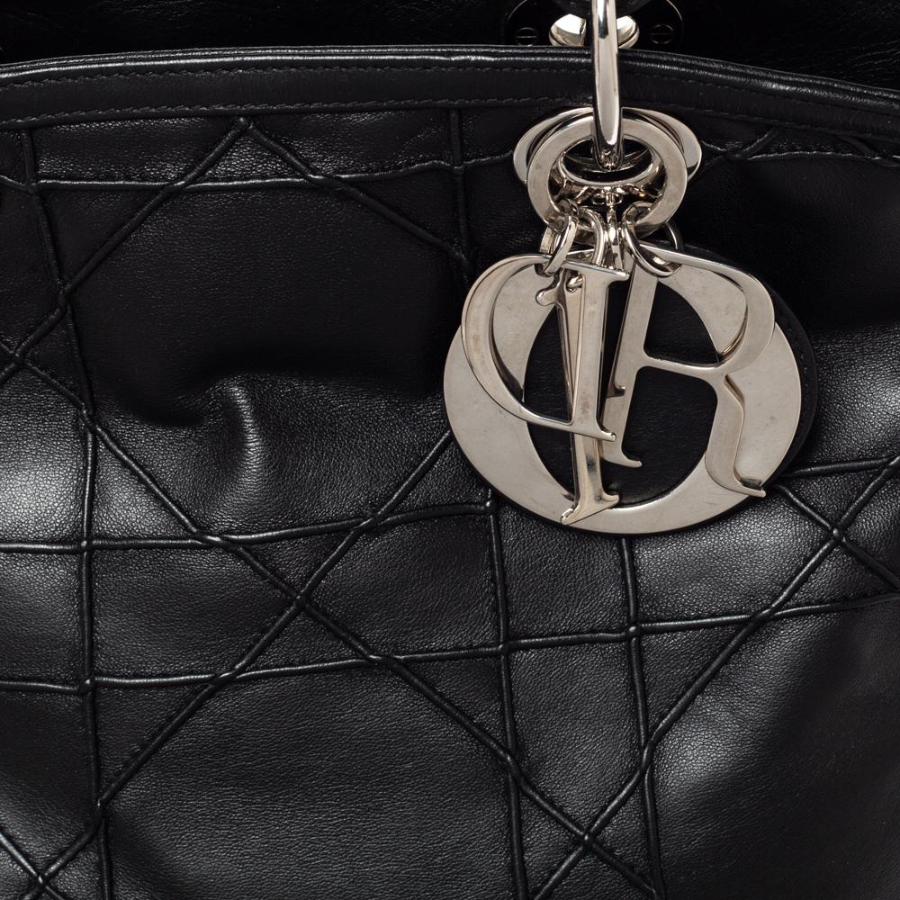 Dior Black Cannage Leather Granville Polochon Satchel 2