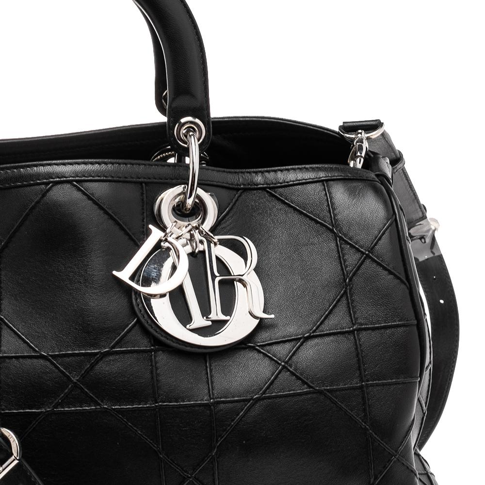 Dior Black Cannage Leather Granville Polochon Satchel 2