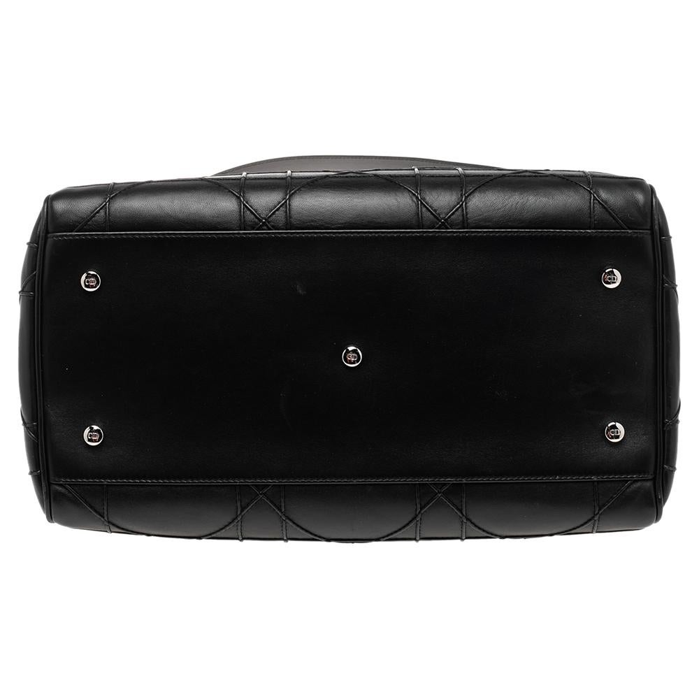 Dior Black Cannage Leather Granville Polochon Satchel 3