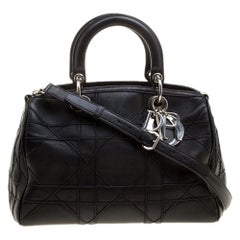 Dior Black Cannage Leather Granville Polochon Satchel