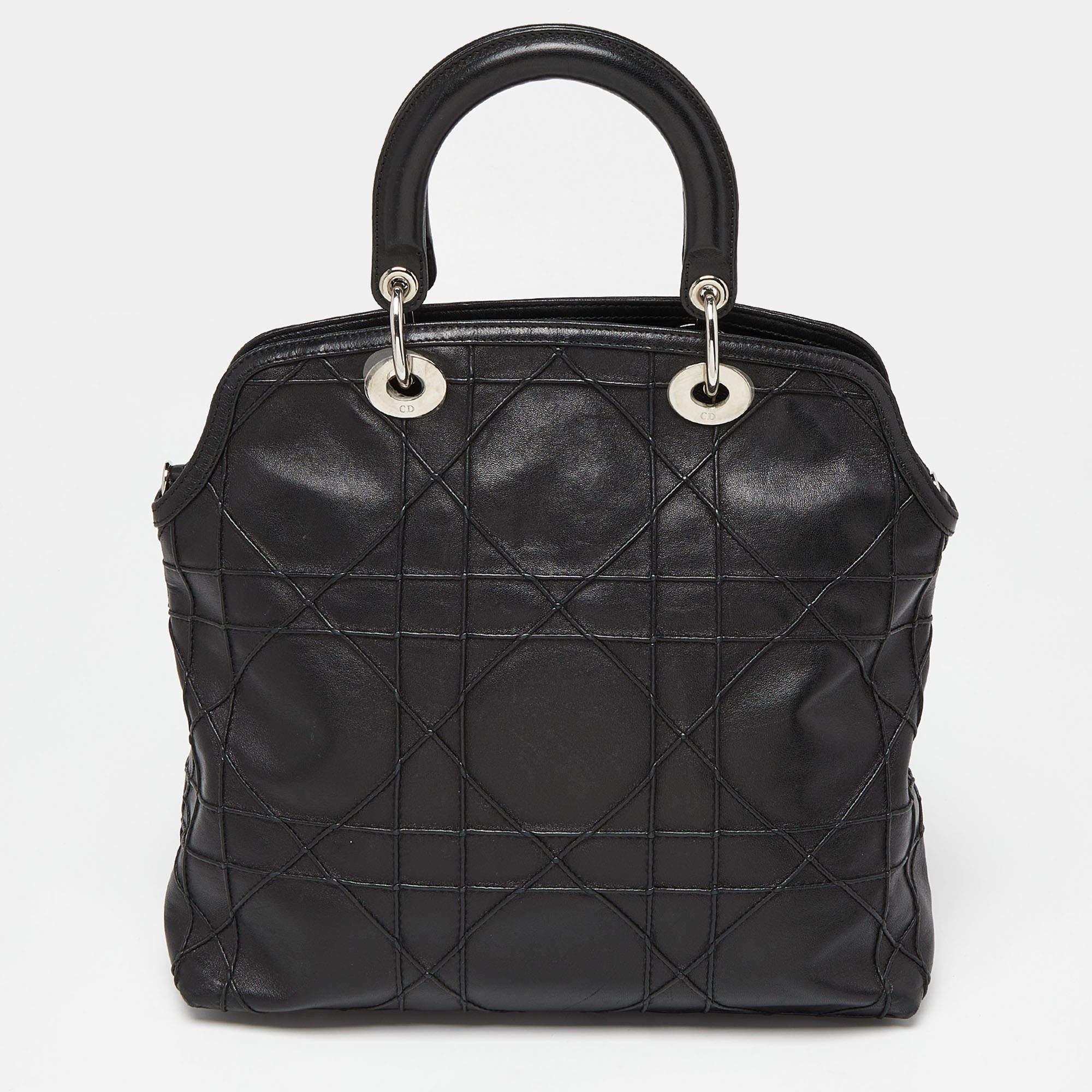 Dior Black Cannage Leather Granville Tote 6