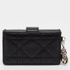 Dior Black Cannage Leather Lady Dior 5 Gusset Card Holder