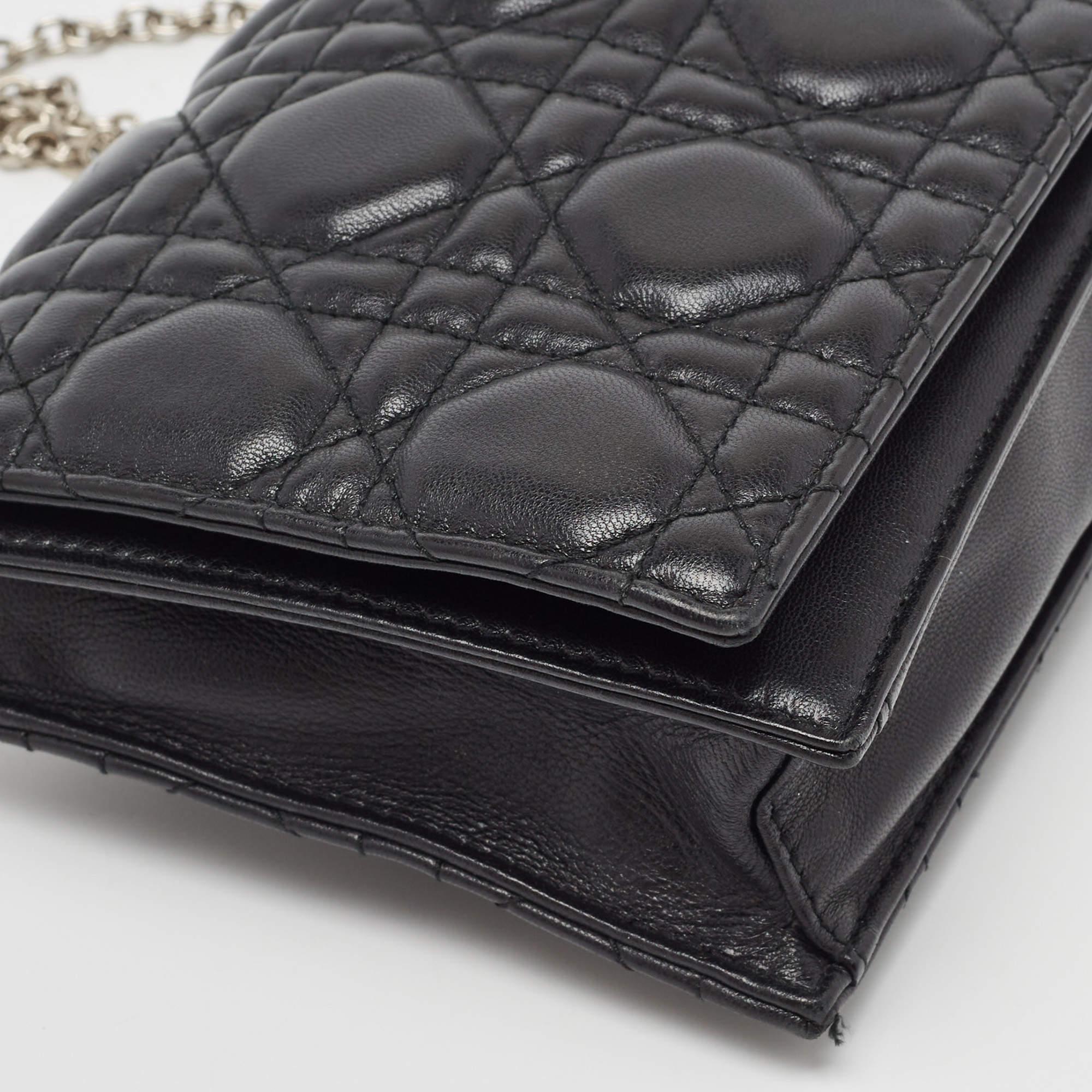 Dior Black Cannage Leather Lady Dior Chain Clutch 1