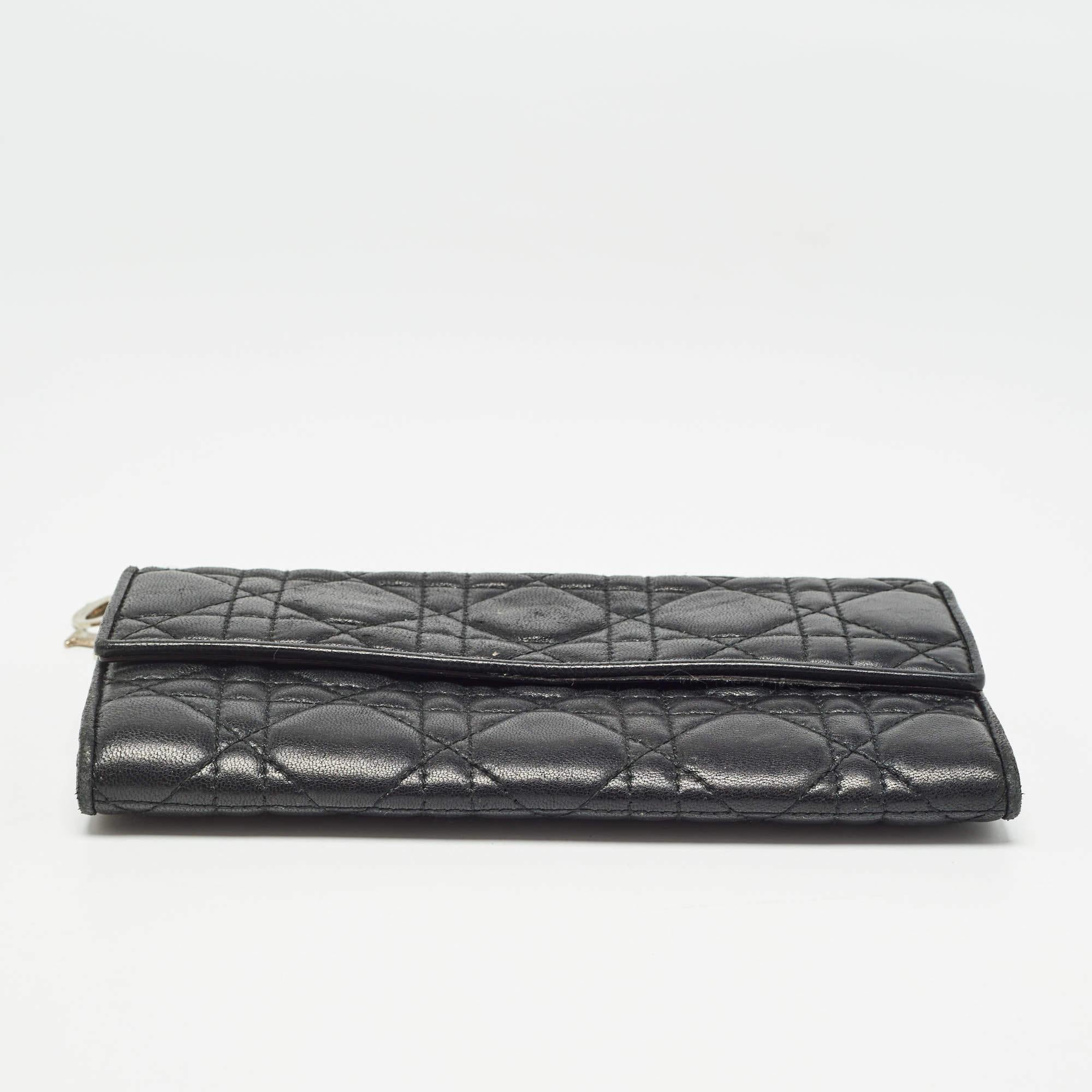 Cartera Continental Dior Cannage Negro Piel Dior Lady 1