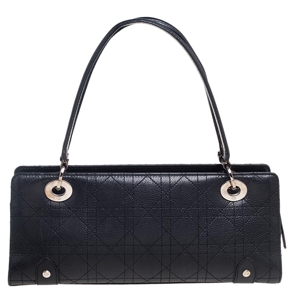 Dior Black Cannage Leather Lady Dior East/West Tote 3