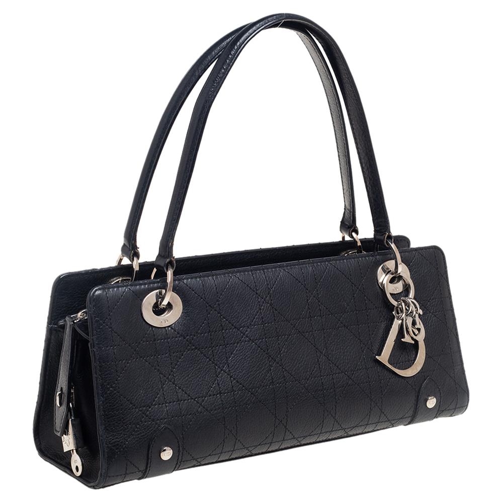 Dior Black Cannage Leather Lady Dior East/West Tote 2