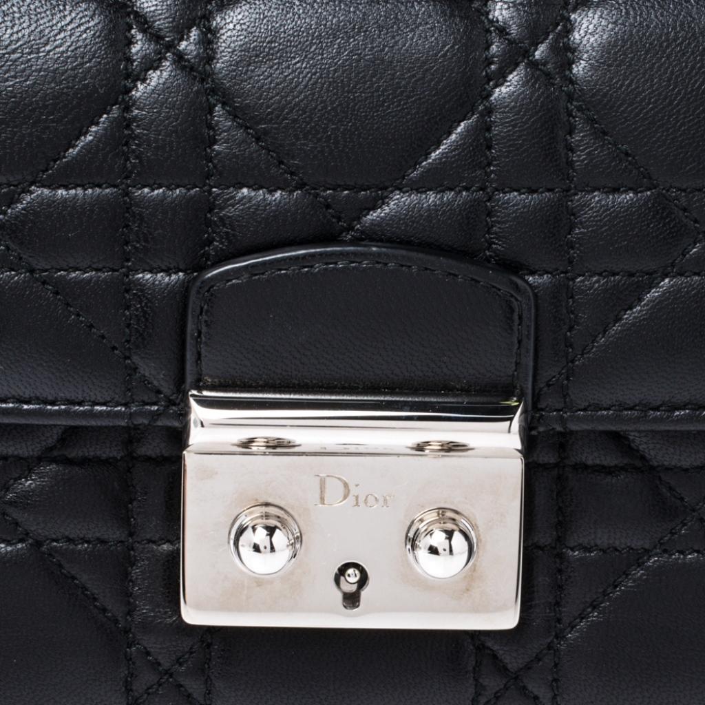 Dior Black Cannage Leather Lady Dior New Lock Wallet 4