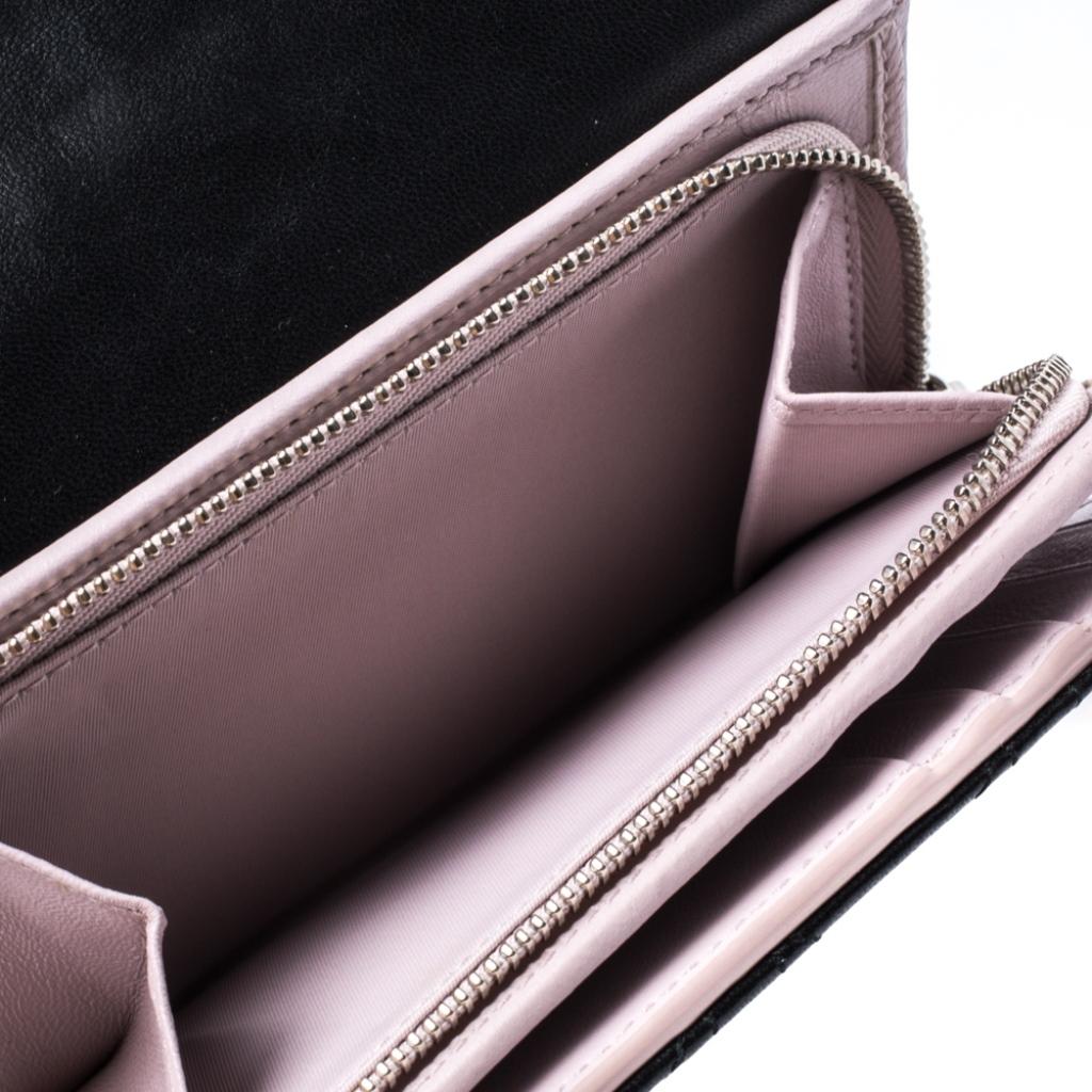 Dior Black Cannage Leather Lady Dior New Lock Wallet In Good Condition In Dubai, Al Qouz 2