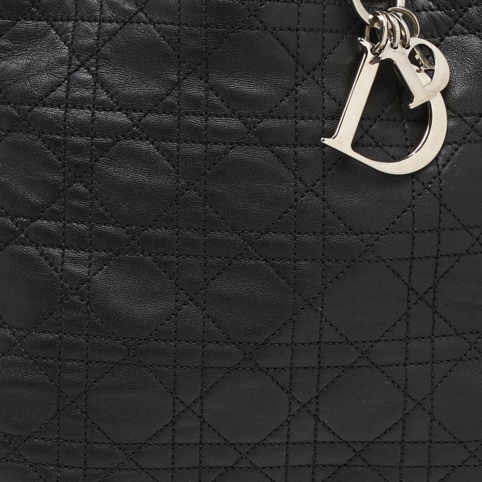 Dior Noir Cannage Cuir Lady Dior Soft Tote 3
