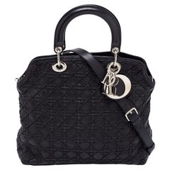 Dior Black Cannage Leather Lady Dior Tote