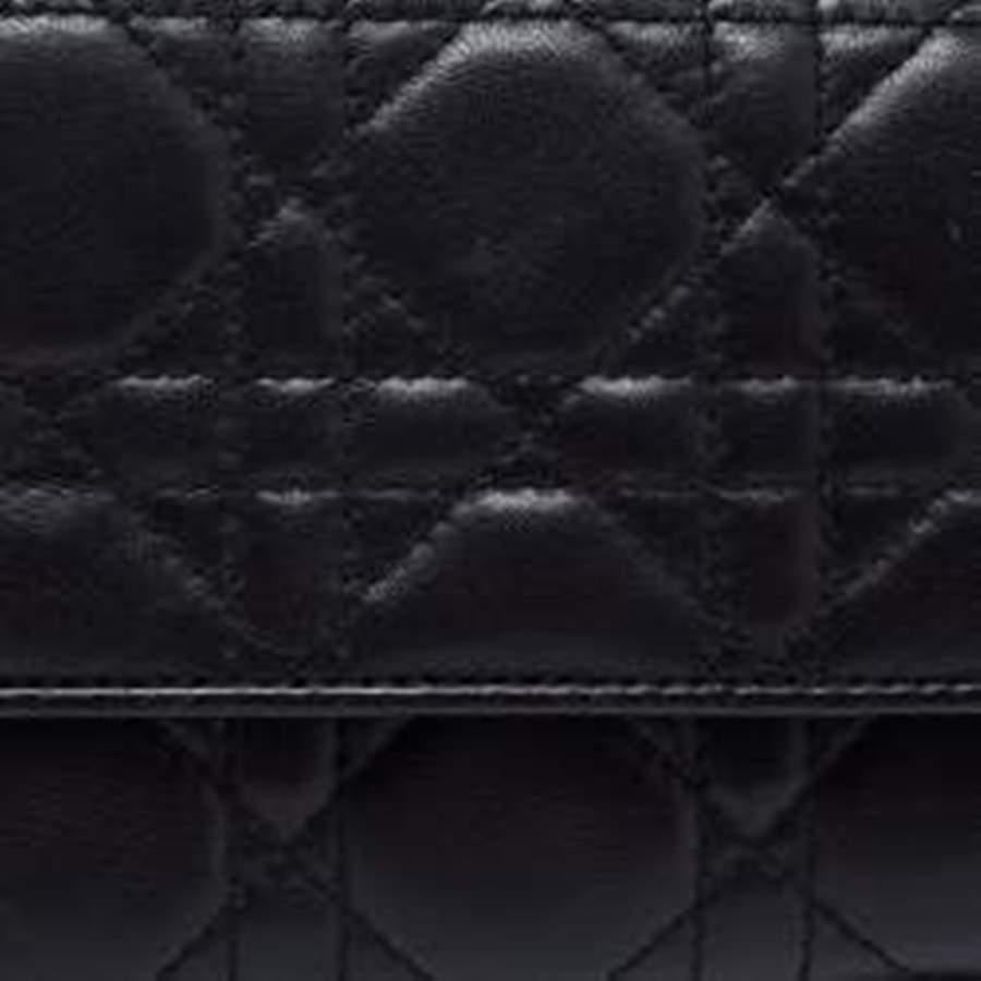 Dior Black Cannage Leather Lady Dior Wallet on Chain 7