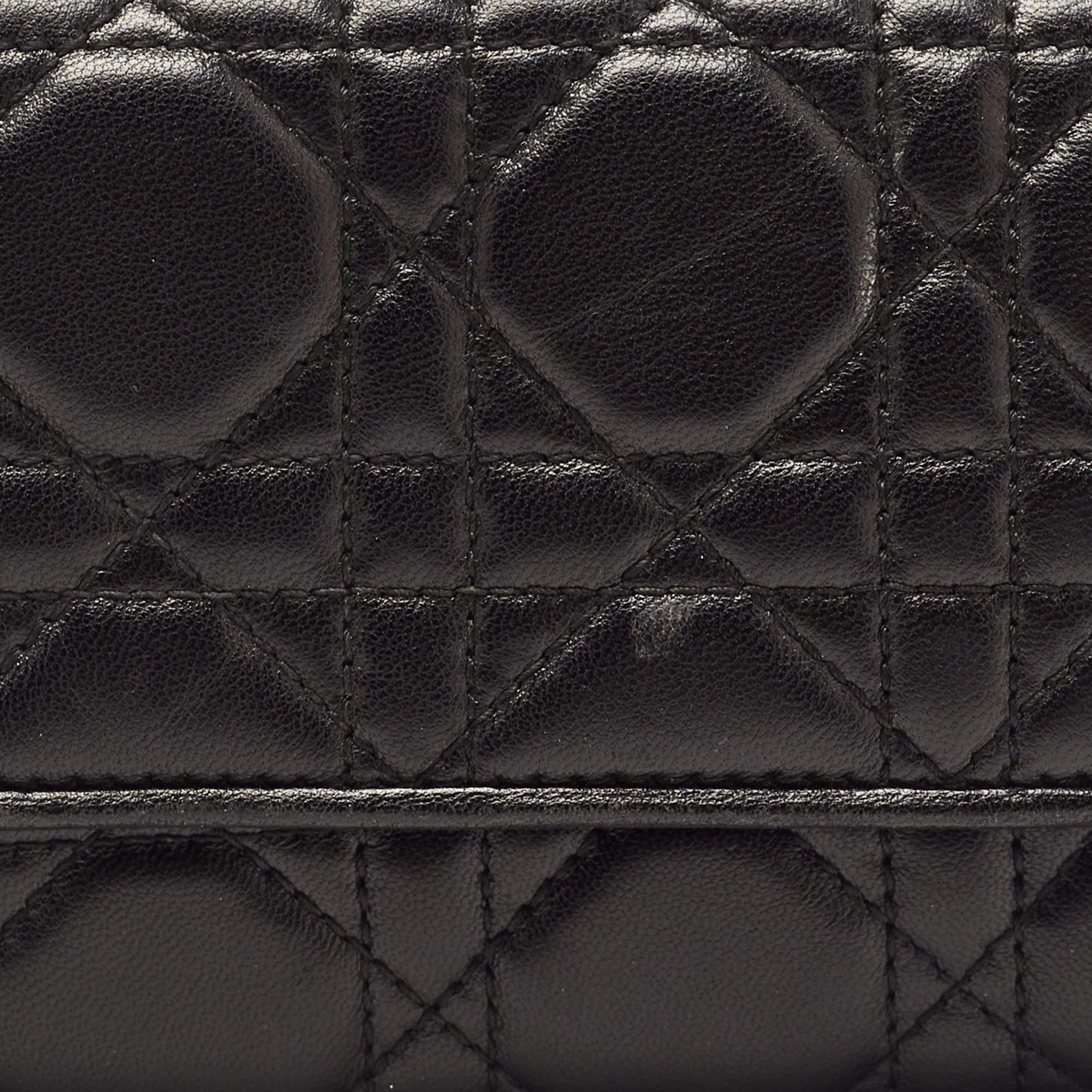 Dior Black Cannage Leather Lady Dior Wallet on Chain 7