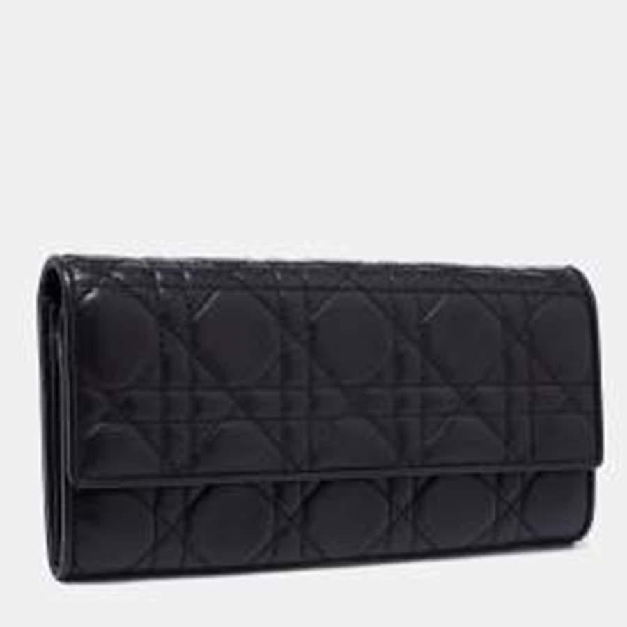 Dior Black Cannage Leather Lady Dior Wallet on Chain In Good Condition In Dubai, Al Qouz 2