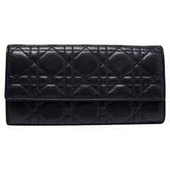 Dior Black Cannage Leather Lady Dior Wallet on Chain