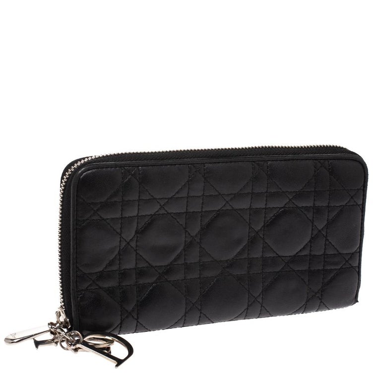 Dior Black Cannage Leather Lady Dior Zip Around Wallet at 1stDibs ...