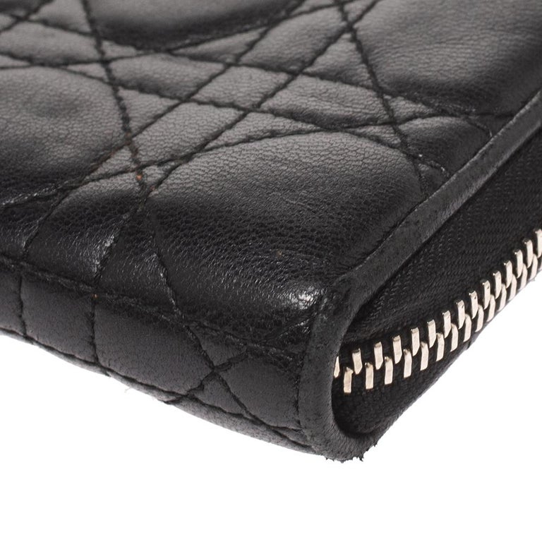 Dior Black Cannage Leather Lady Dior Zip Around Wallet at 1stDibs ...