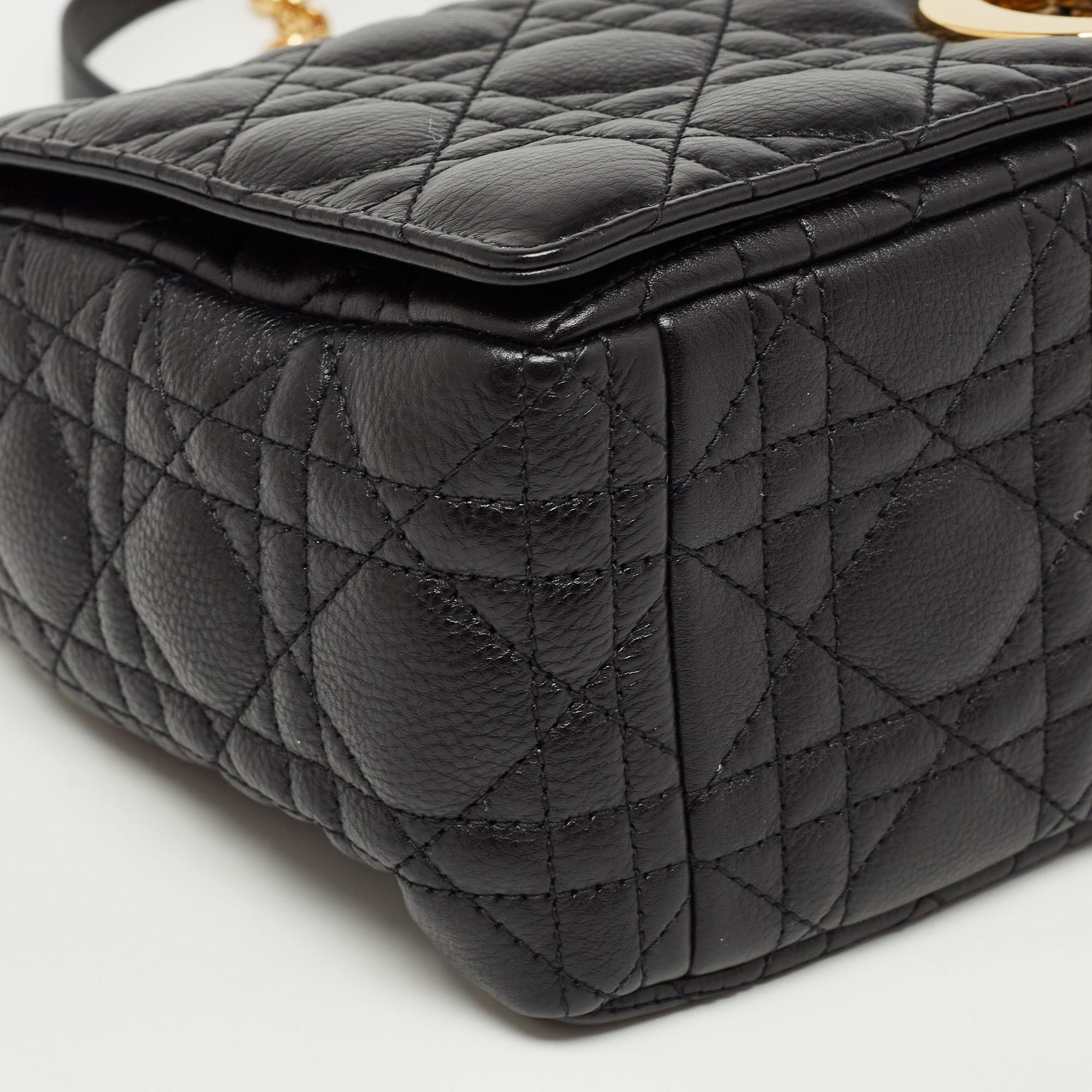 Dior Black Cannage Leather Large Caro Shoulder Bag 3
