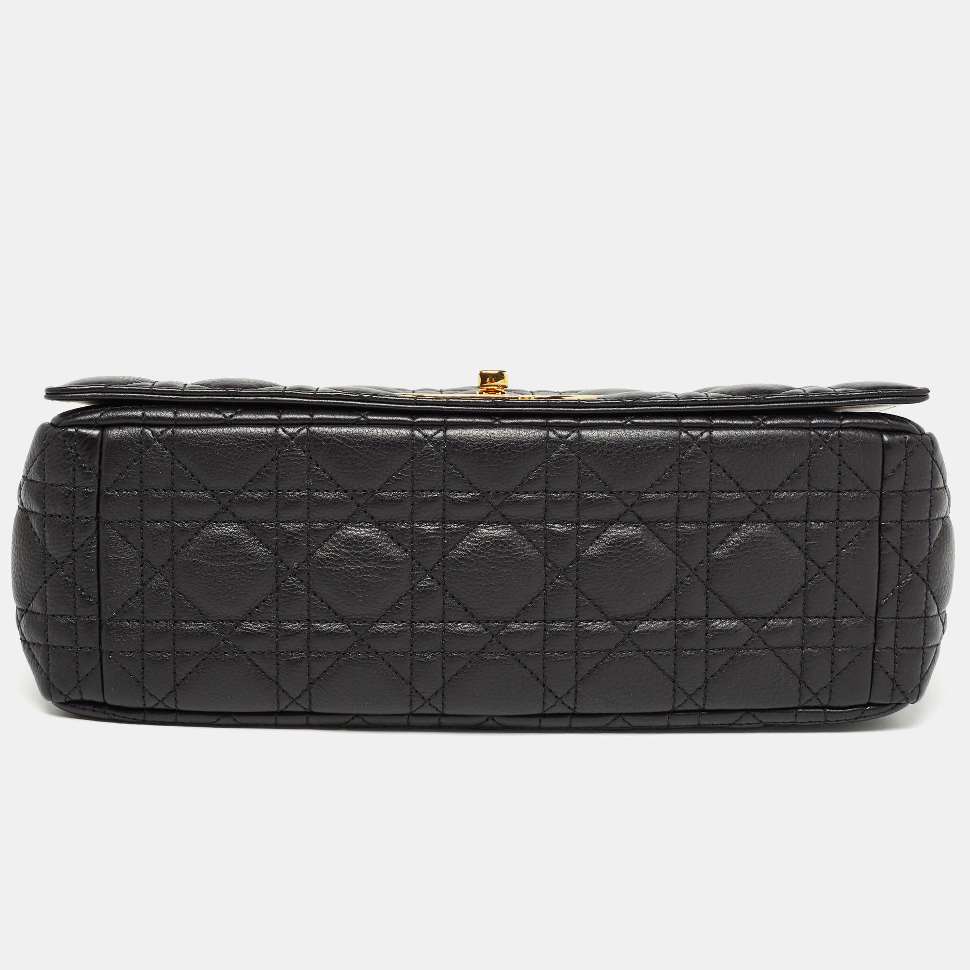 Dior Black Cannage Leather Large Caro Shoulder Bag 4