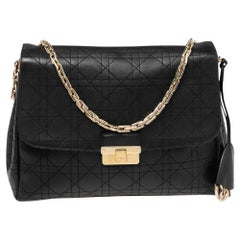 Dior Black Cannage Leather Large Diorling Chain Shoulder Bag