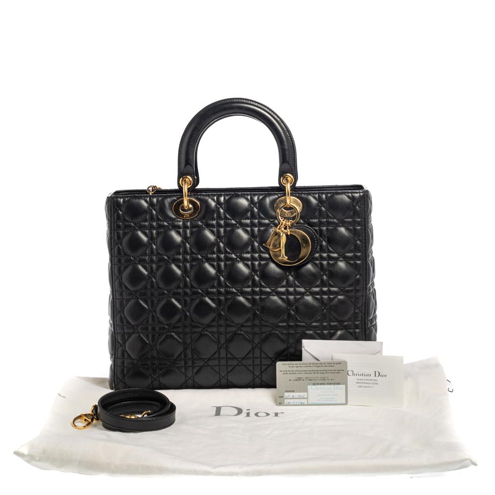 Dior Black Cannage Leather Large Lady Dior Tote 7