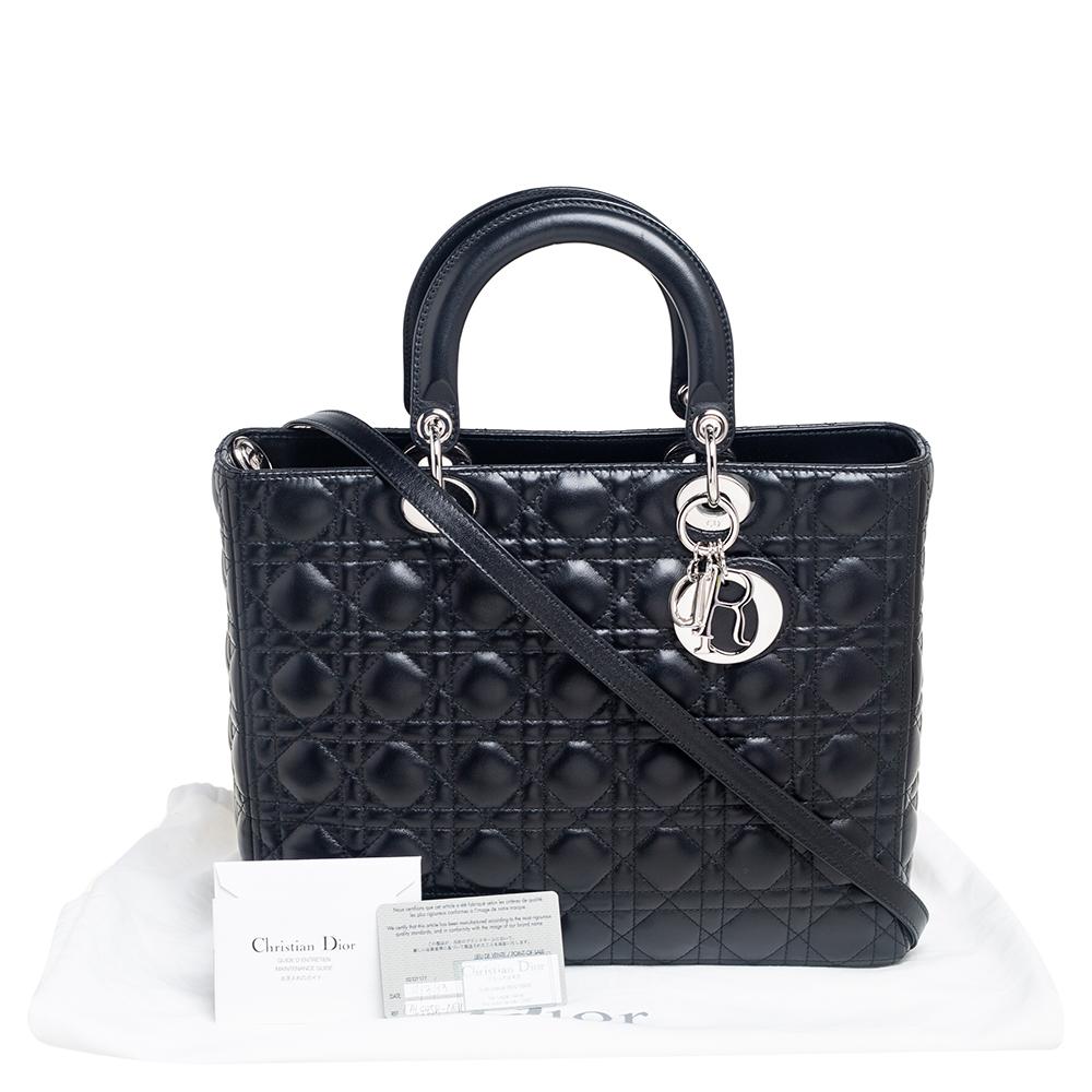 Dior Black Cannage Leather Large Lady Dior Tote 8