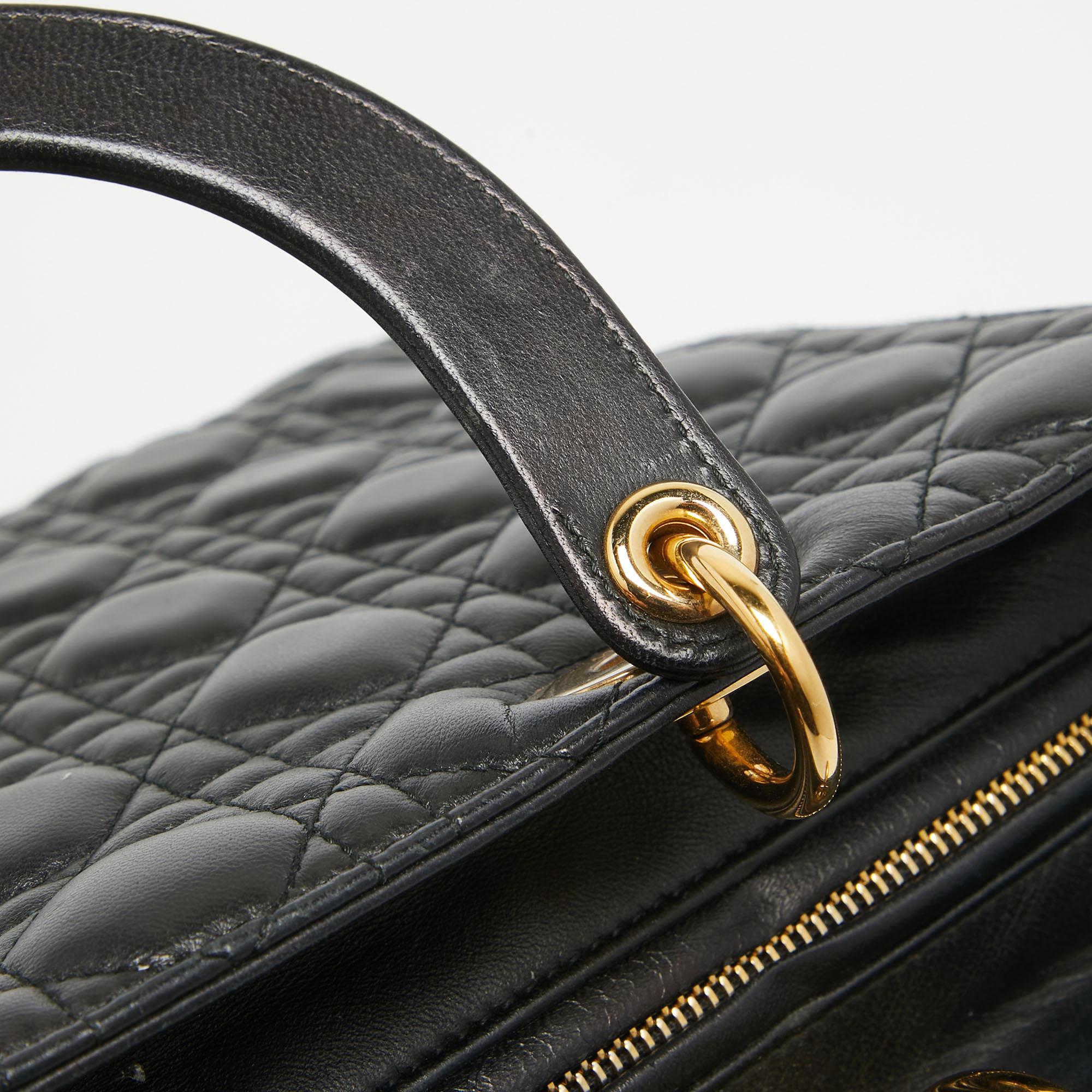 Dior Black Cannage Leather Large Lady Dior Tote 2