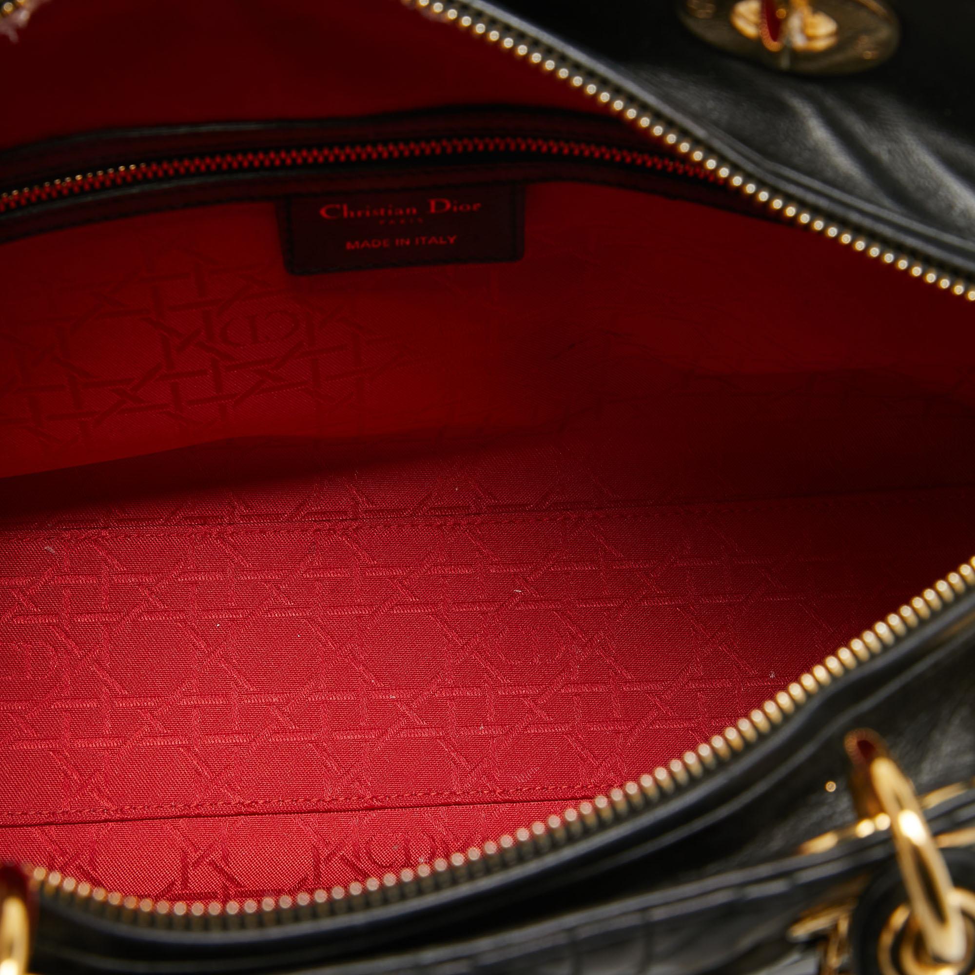 Dior Black Cannage Leather Large Lady Dior Tote 4