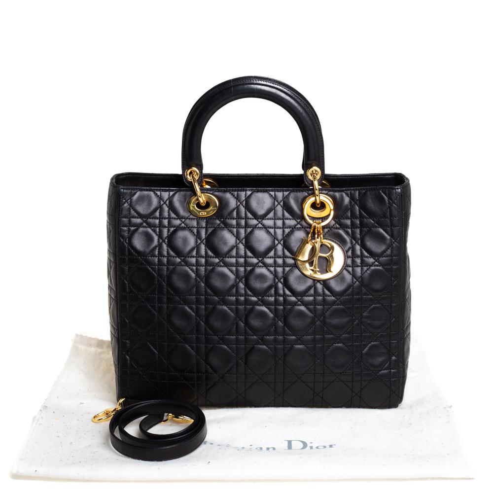 Dior Black Cannage Leather Large Lady Dior Tote 2