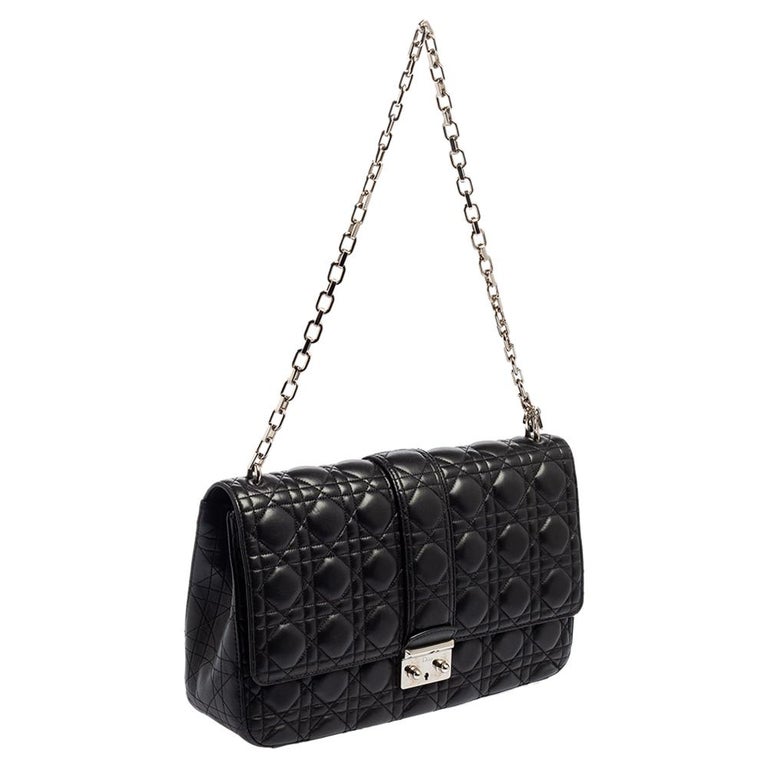 Dior Black Cannage Leather Large Miss Dior Flap Bag at 1stDibs